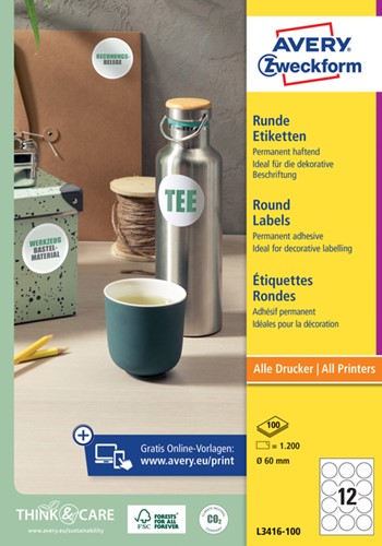 Avery-Zweckform Etiketten rund in Büroverpackung