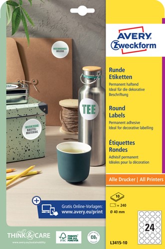 Avery-Zweckform Etiketten rund in Blisterverpackung