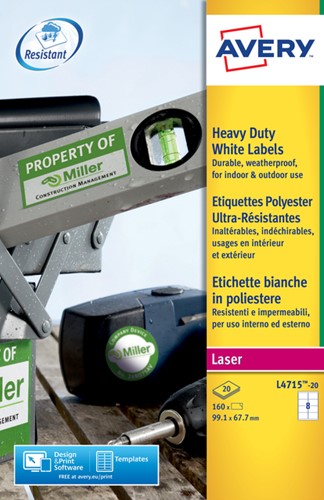Avery Polyesteretiketten für Labeldrucker