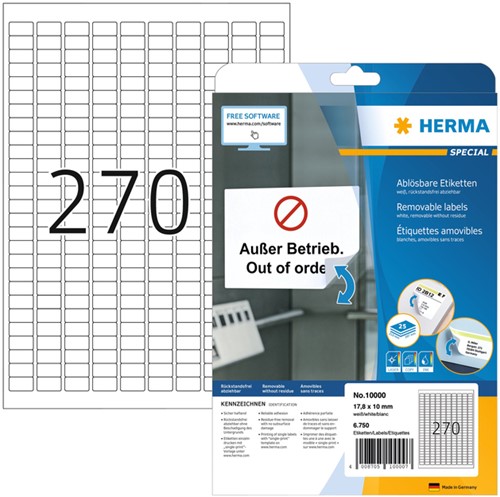 Herma abnehmbare Etiketten für alle Drucker