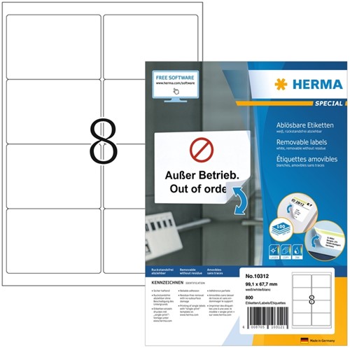 Herma abnehmbare Etiketten für alle Drucker